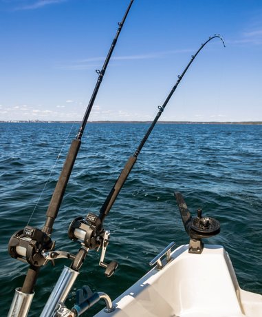 Deep sea fishing in action