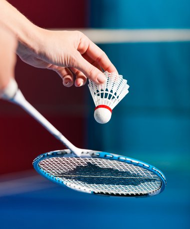 Badminton player in action