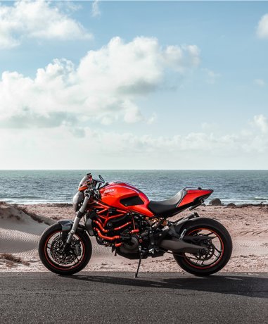 Motorcyclist riding through the European countryside